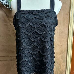 Ann Taylor Black Fringe Blouse